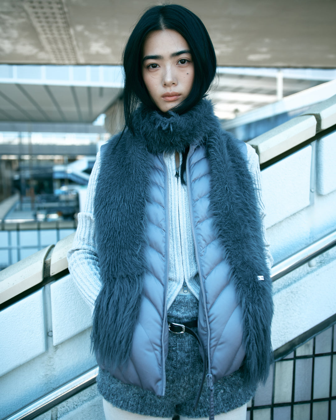 Misty Fur Muffler / Charcoal