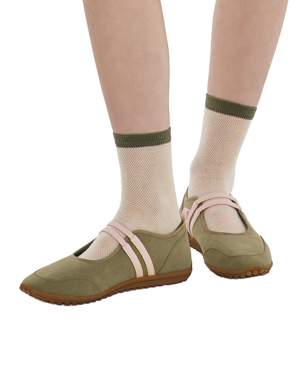 Strap Mary Jane Sneakers / Khaki Combi