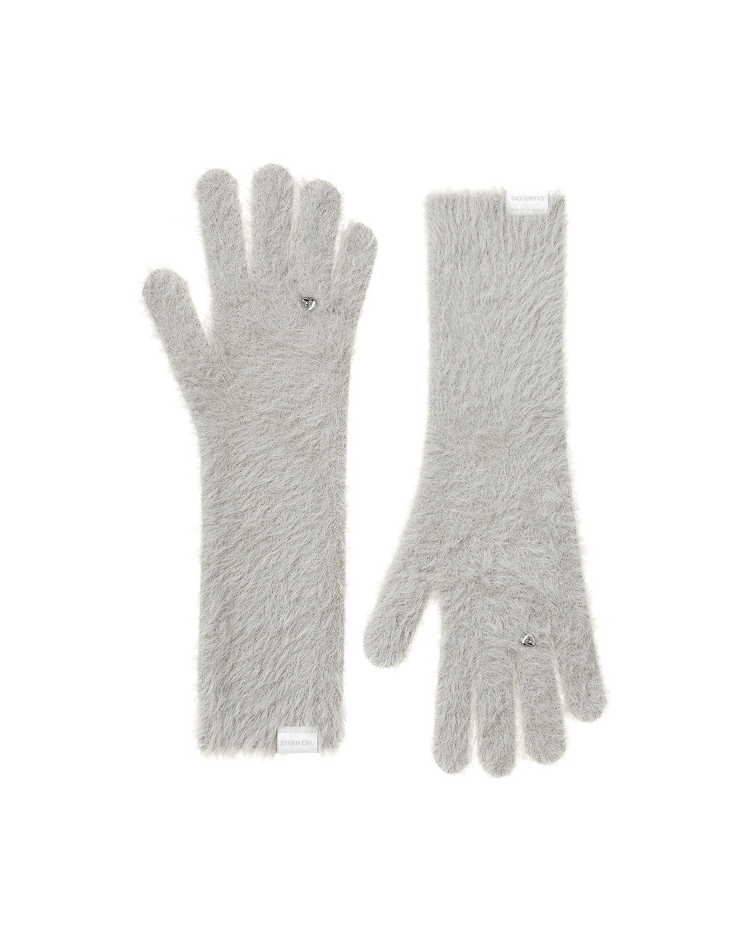 Heart Ring Knit Gloves / Hairy Gray