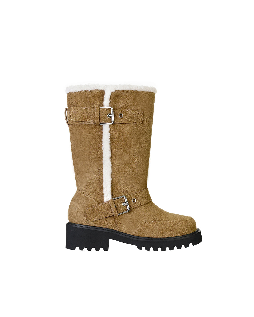 Hatched Shearling Boots / Camel