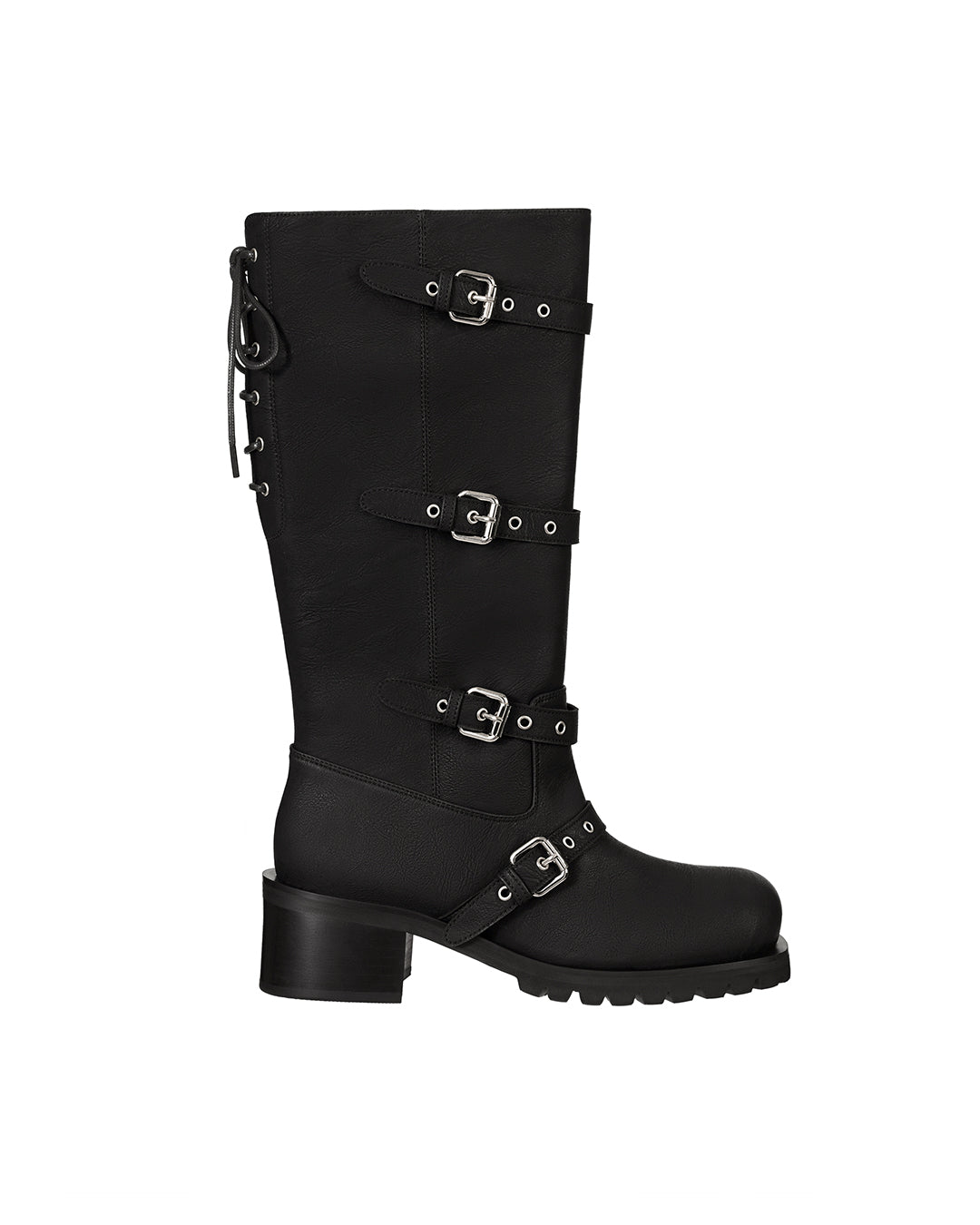 Buckle Tied Long Boots / Black