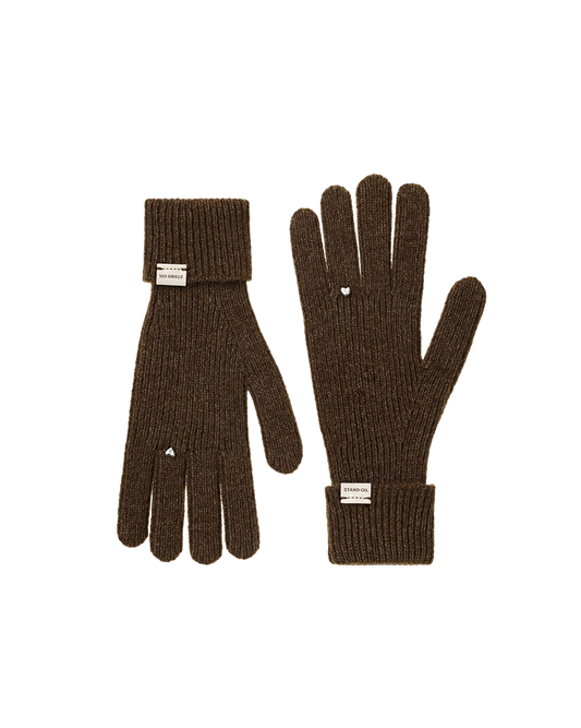 Heart Ring Knit Gloves / Brown