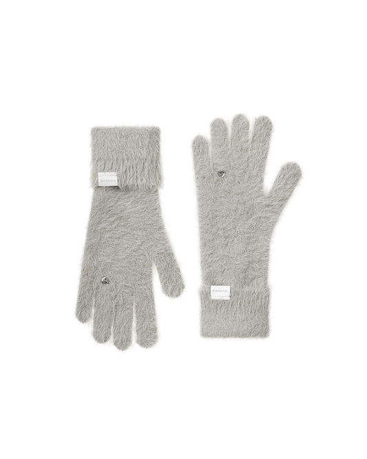 Heart Ring Knit Gloves / Hairy Gray