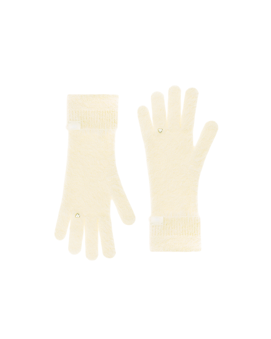 Heart Ring Knit Glove / Hairy Cream