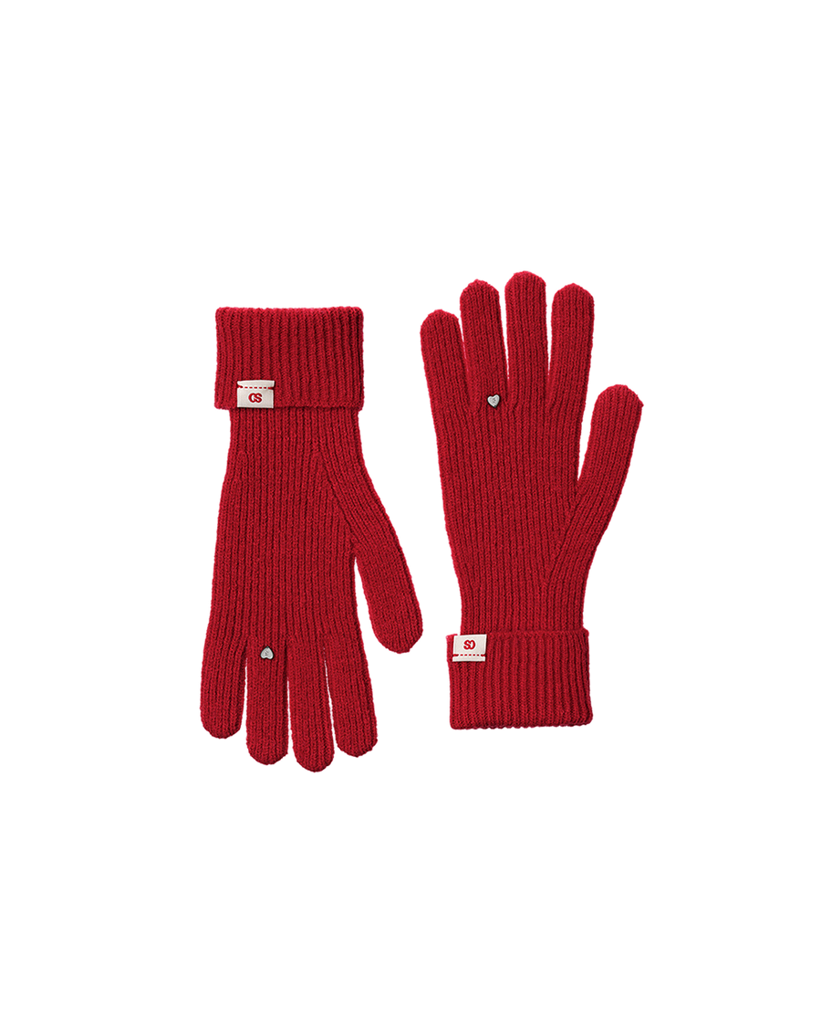 Heart Ring Knit Glove / Red