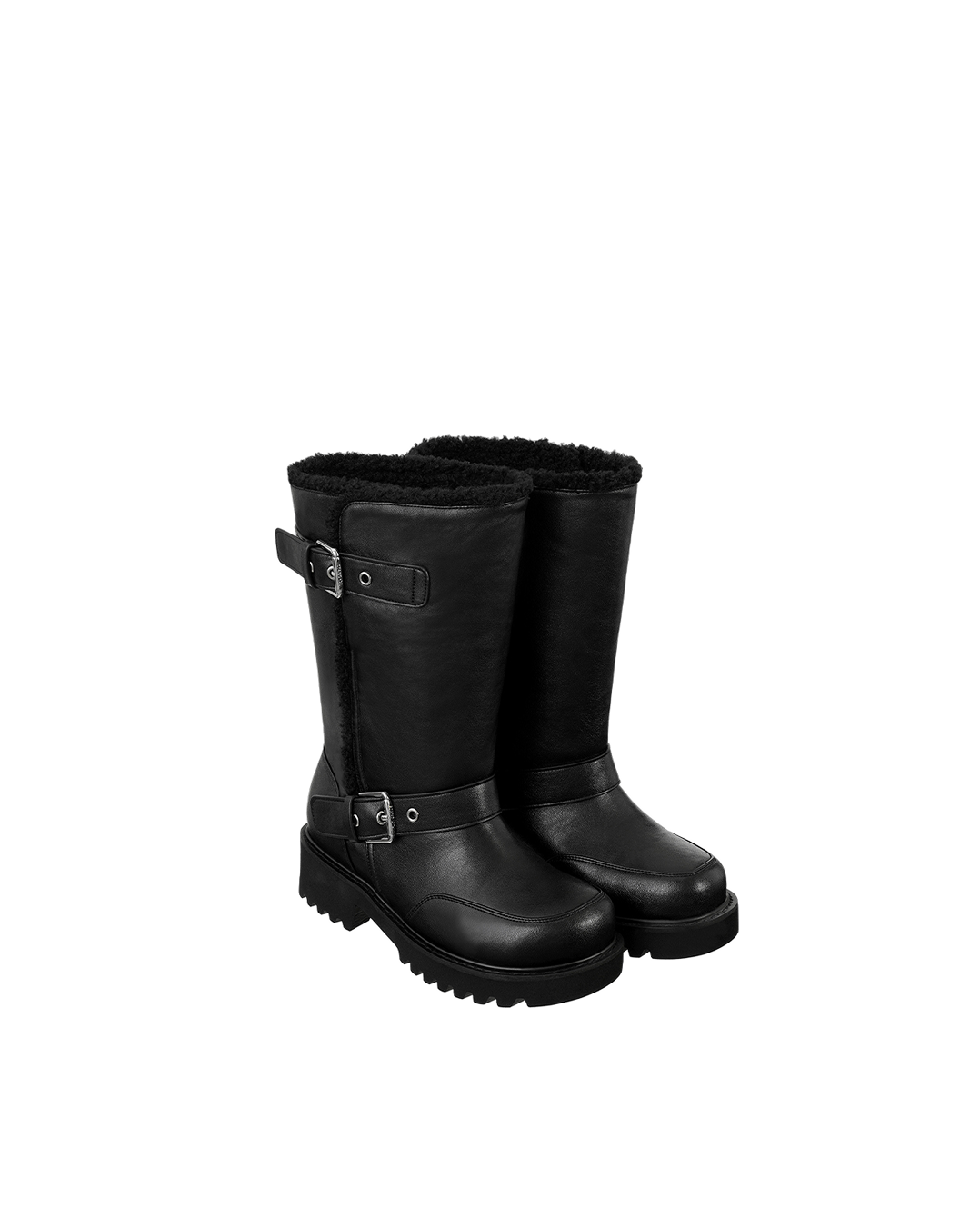Hatched Shearling Boots / Black