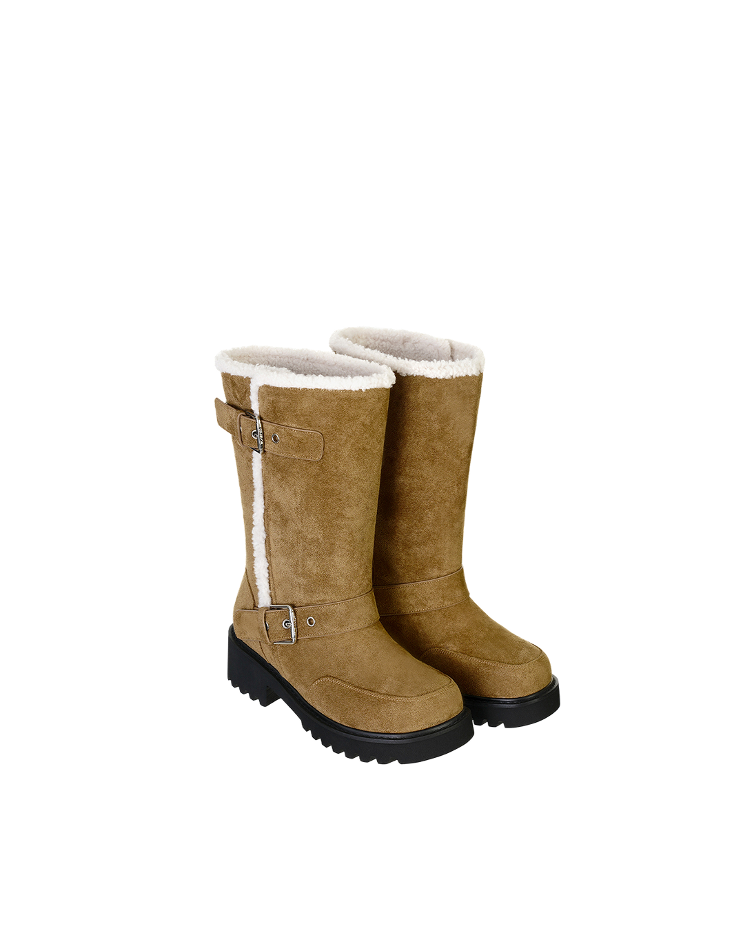 Hatched Shearling Boots / Camel
