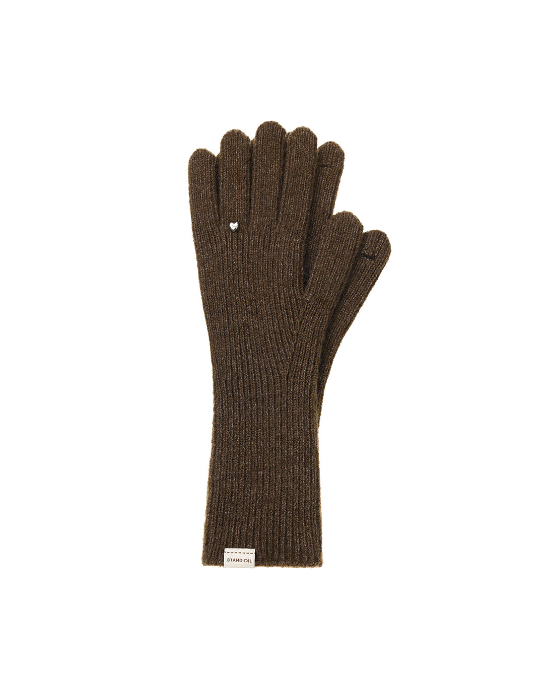 Heart Ring Knit Gloves / Brown