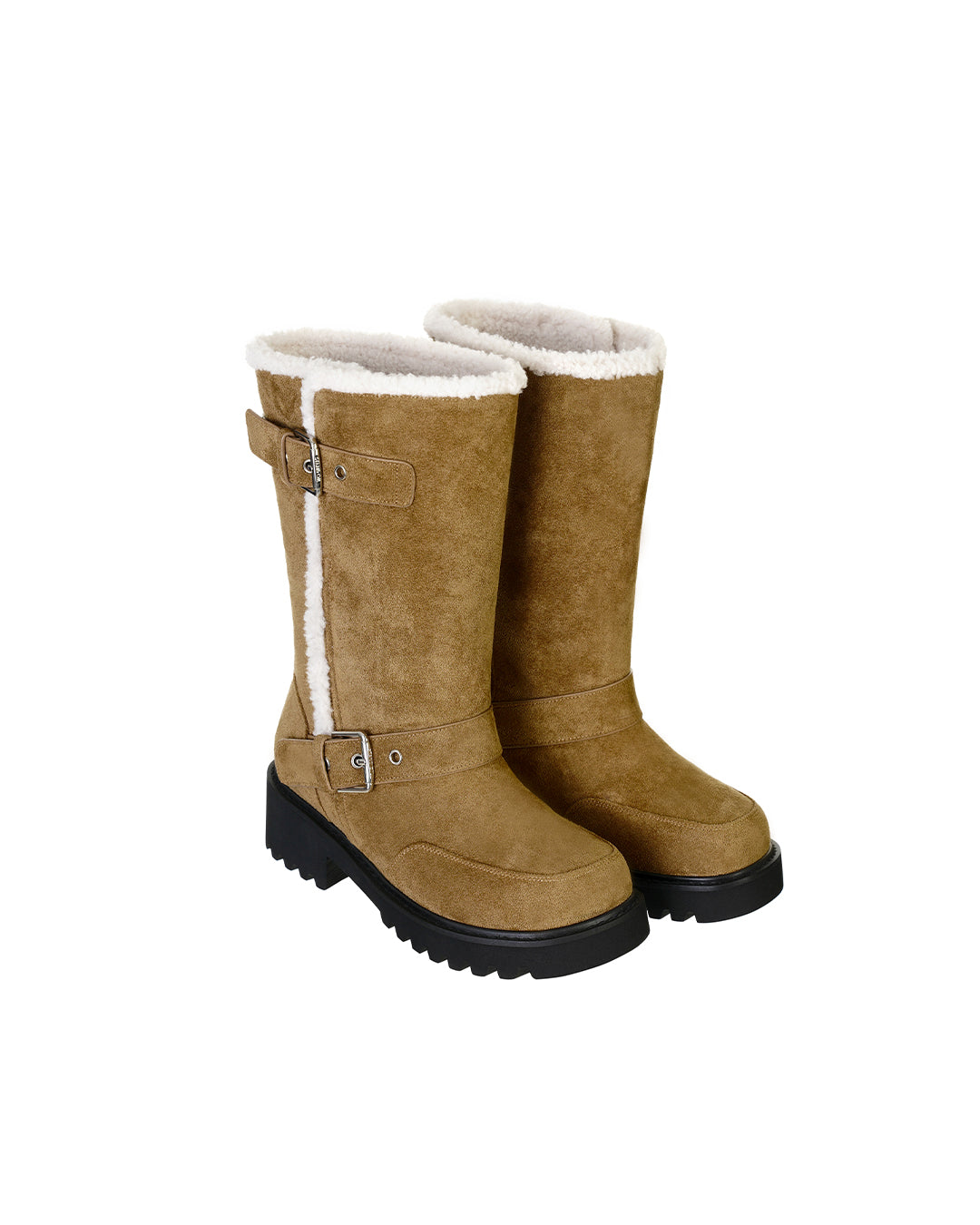 Hatched Shearling Boots / Camel