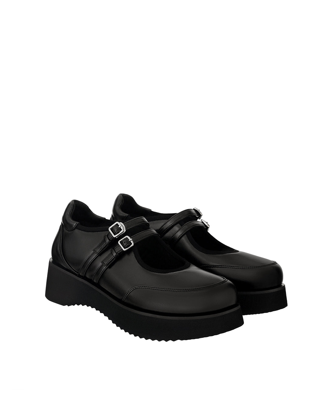 Hatched Platform Mary Jane / Black