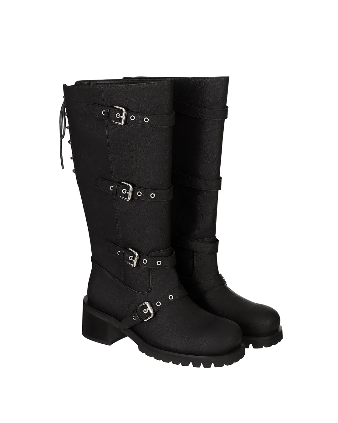 Buckle Tied Long Boots / Black
