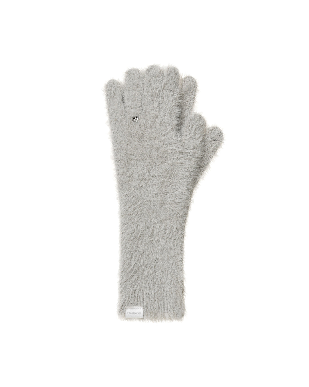 Heart Ring Knit Gloves / Hairy Gray