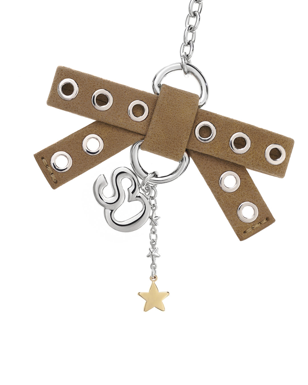 Bow Charm Keyring / Camel