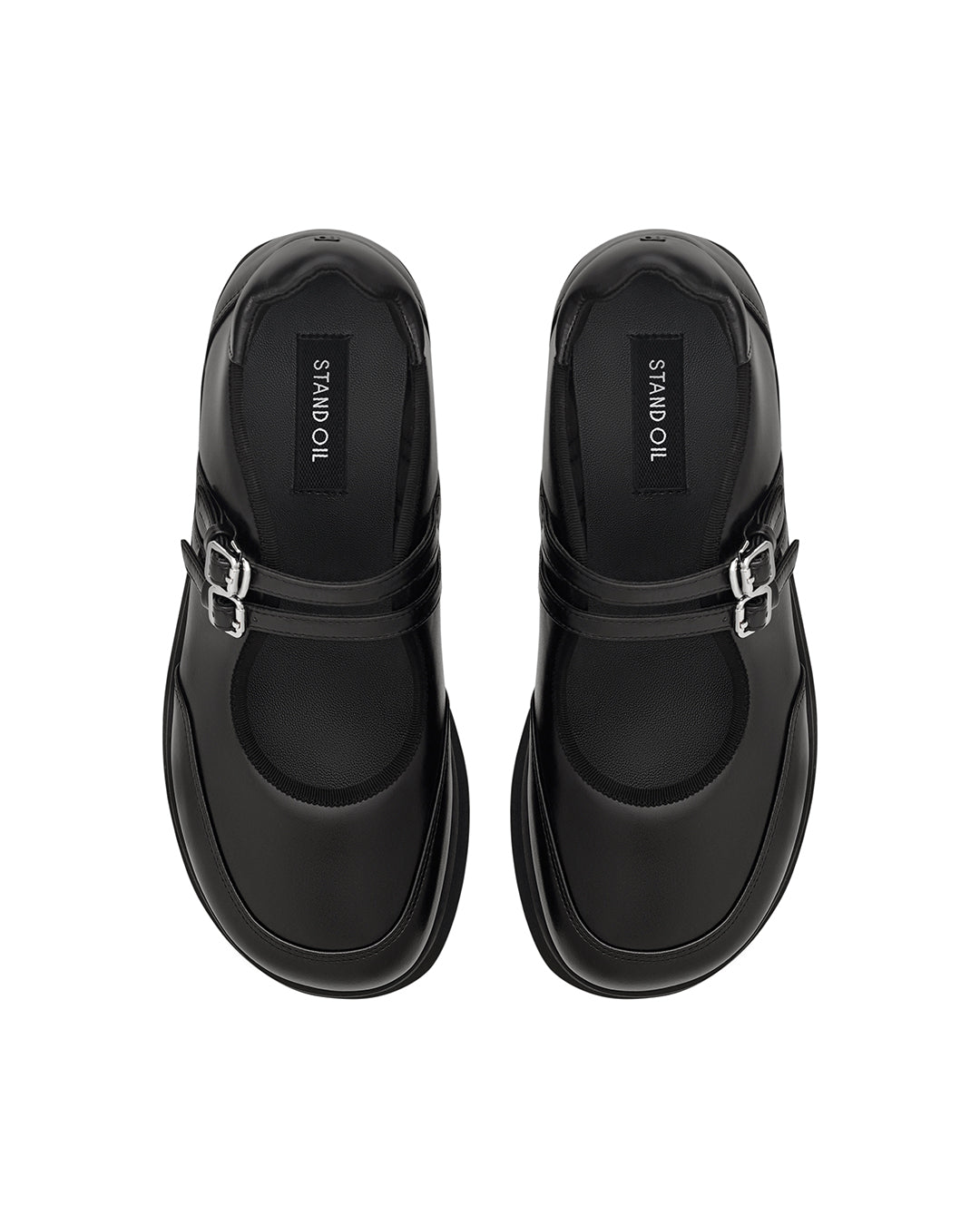 Hatched Platform Mary Jane / Black