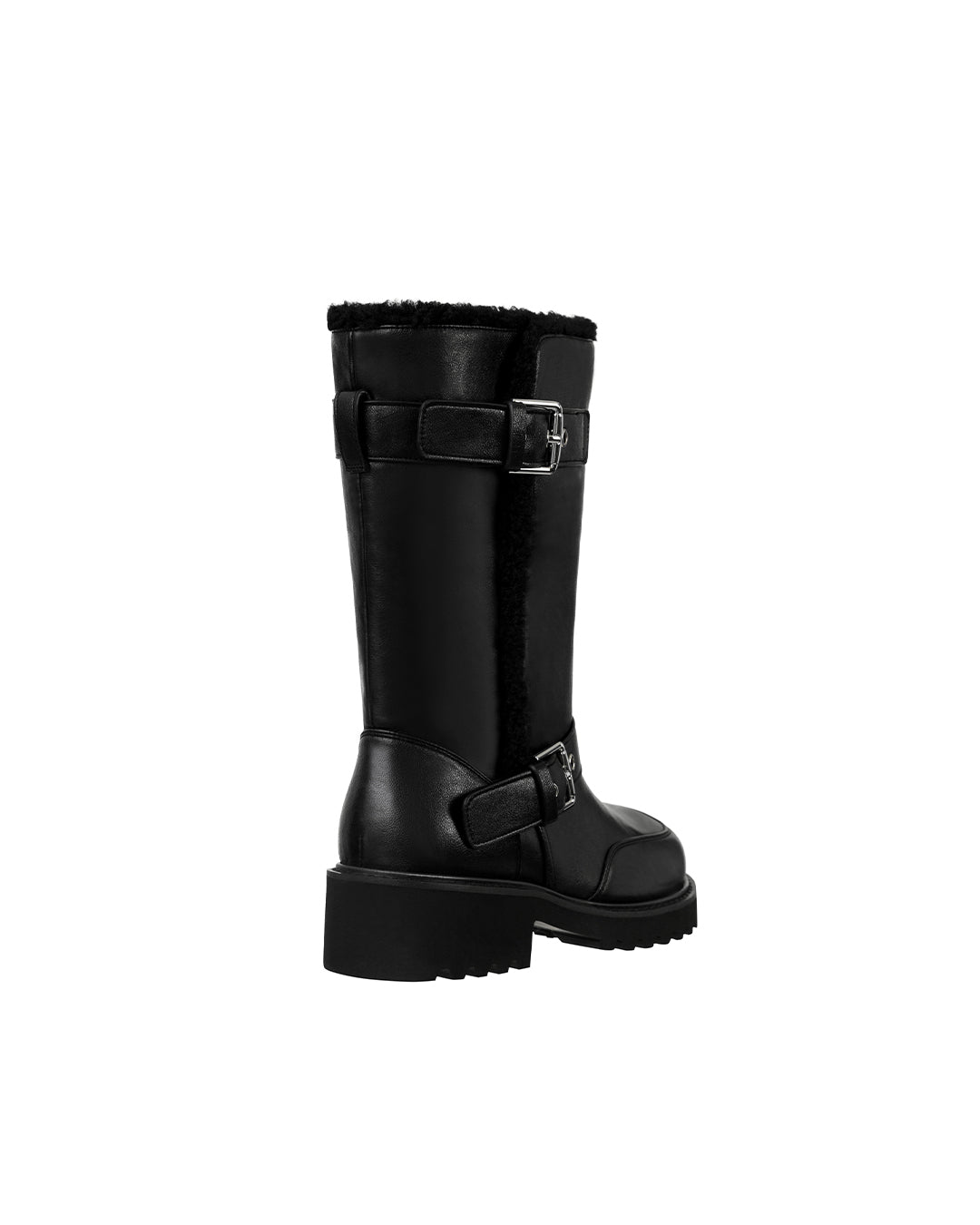 Hatched Shearling Boots / Black