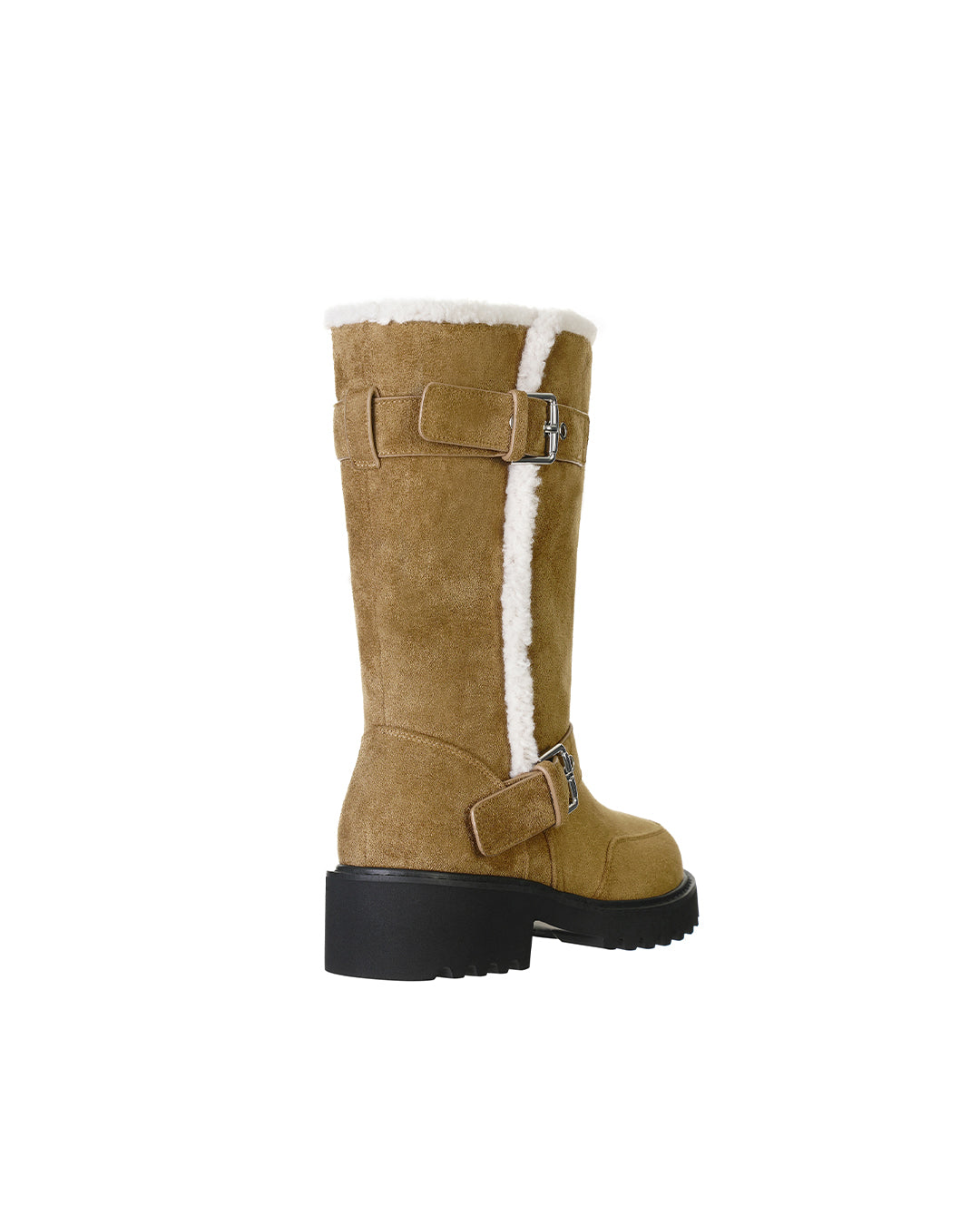 Hatched Shearling Boots / Camel