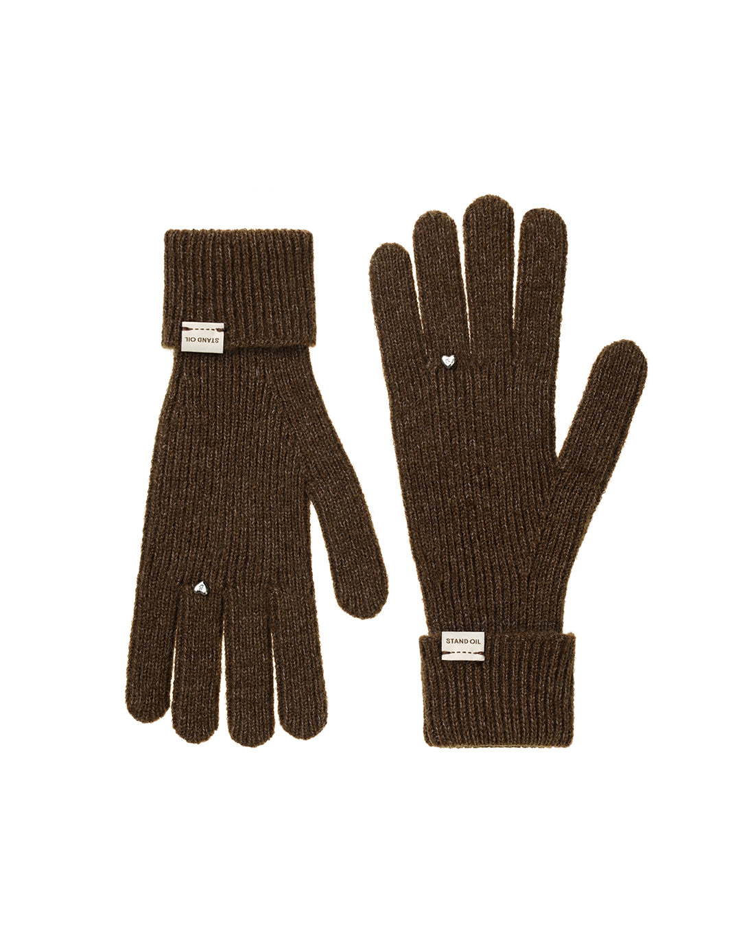Heart Ring Knit Gloves / Brown