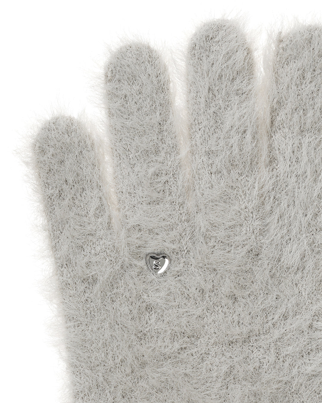 Heart Ring Knit Gloves / Hairy Gray