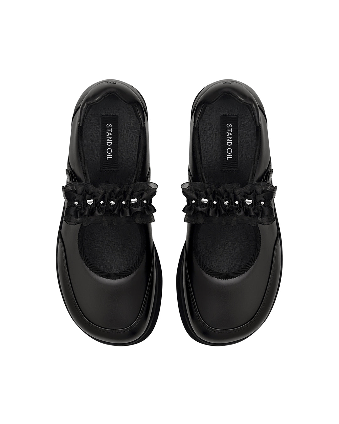 Hatched Platform Mary Jane / Black