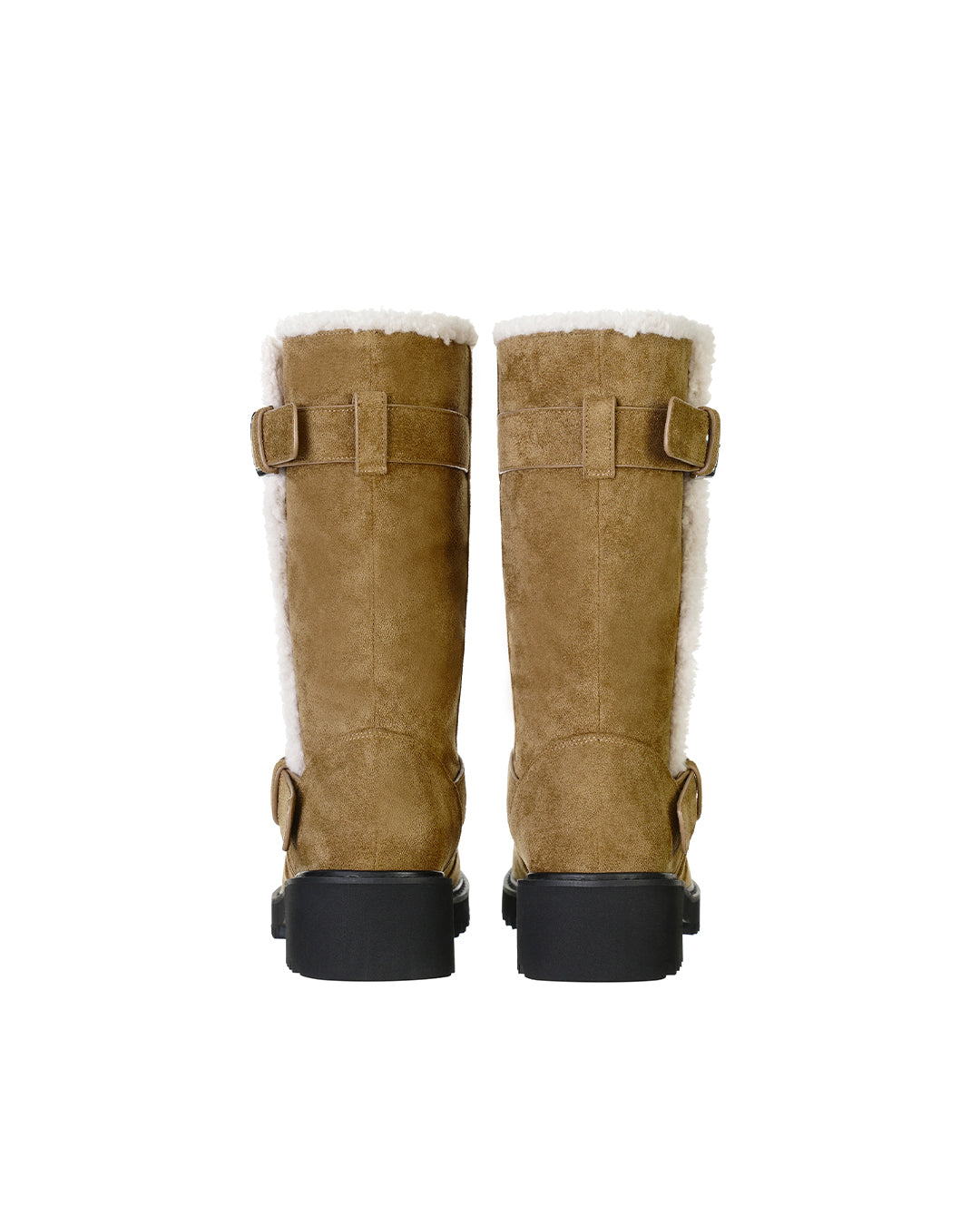 Hatched Shearling Boots / Camel
