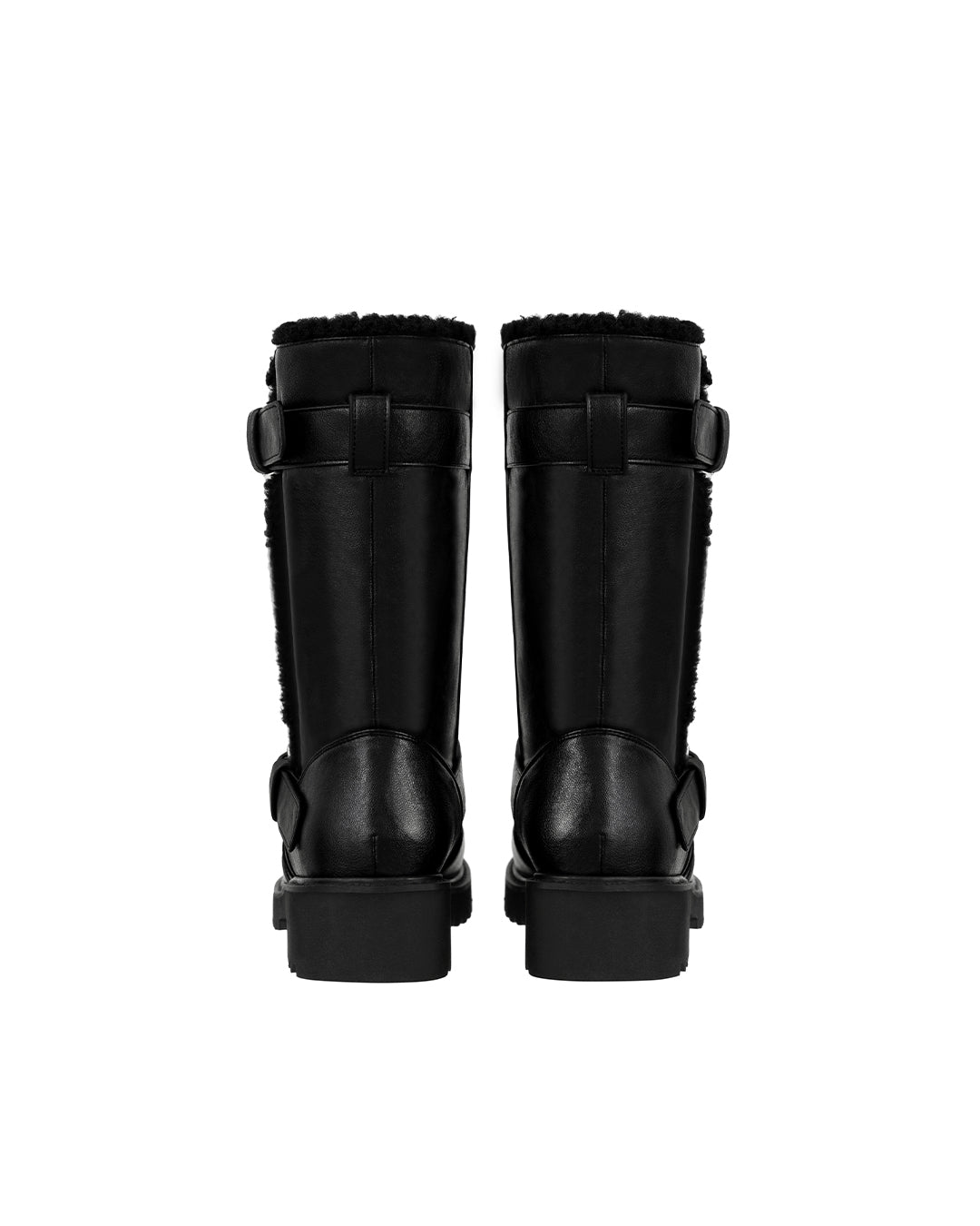 Hatched Shearling Boots / Black
