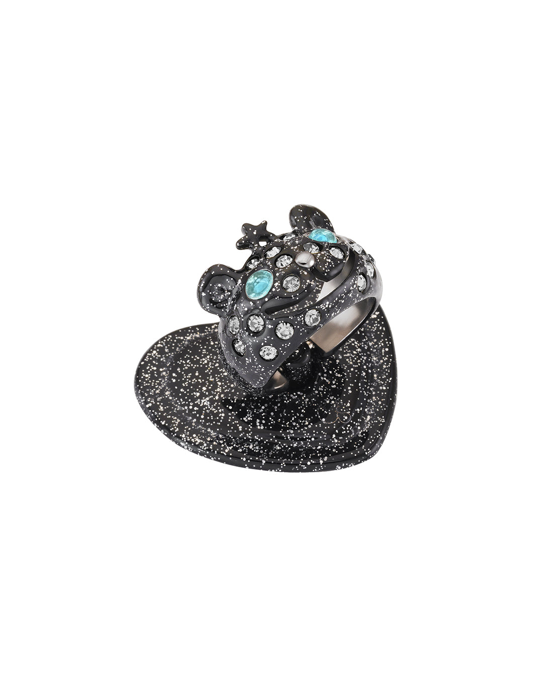 Princess Bear Grip Ring / Glitter Black