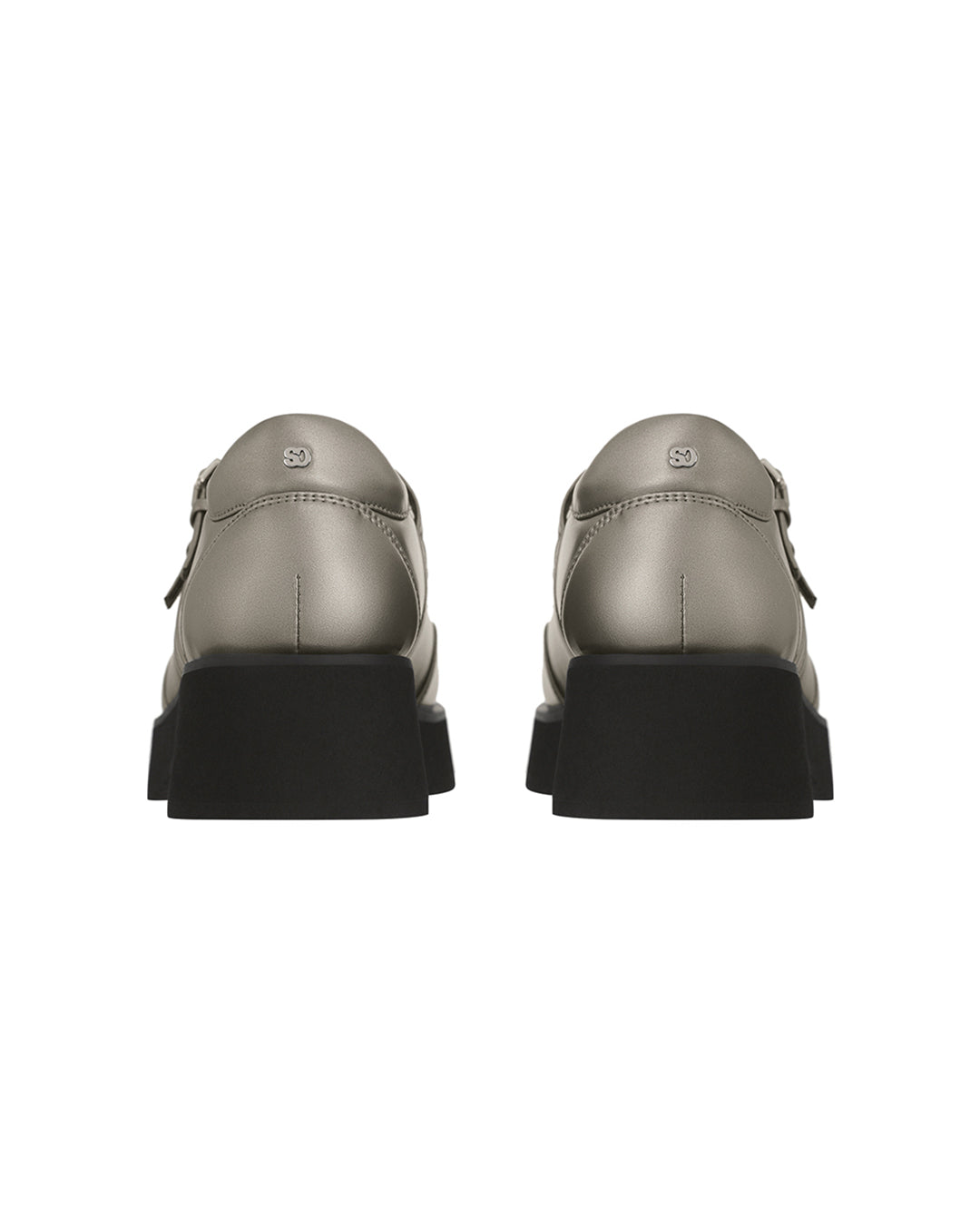 Hatched Platform Mary Jane / Metallic Gray