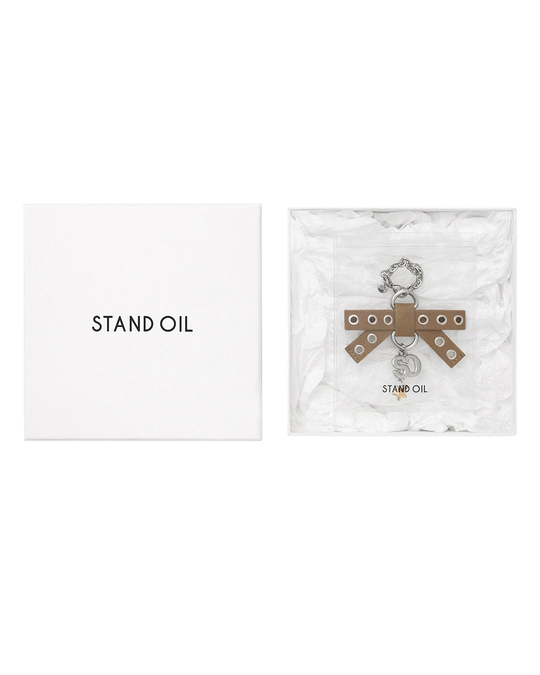 Bow Charm Keyring / Camel