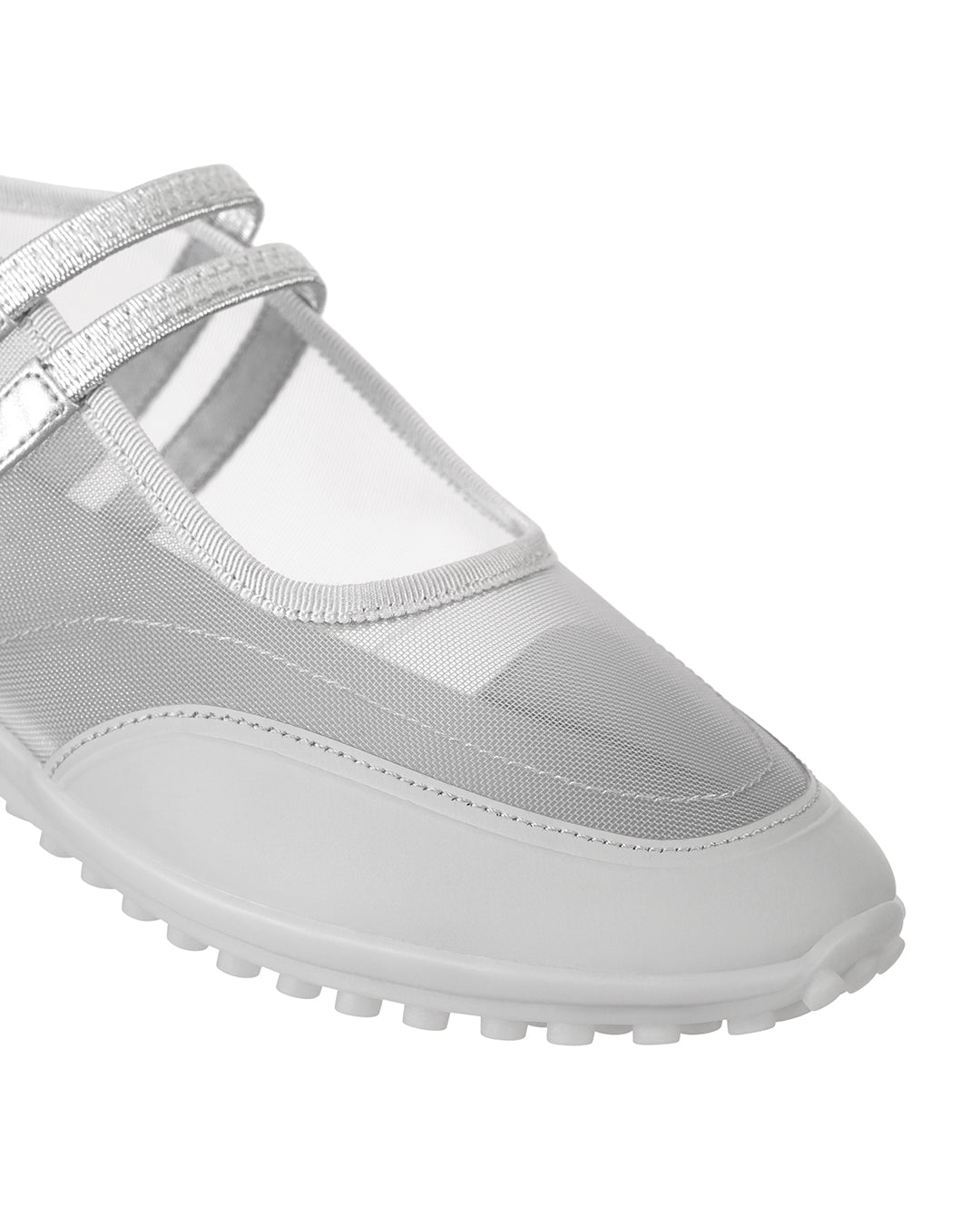 Strap Mary Jane Sneakers / Mesh Silver