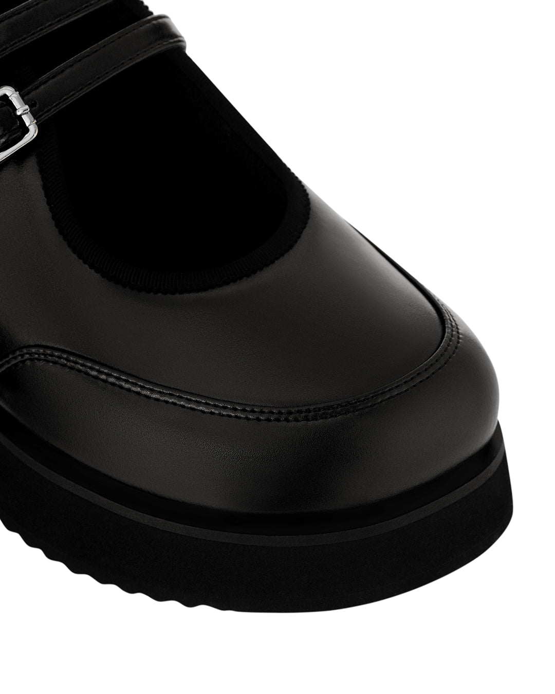 Hatched Platform Mary Jane / Black