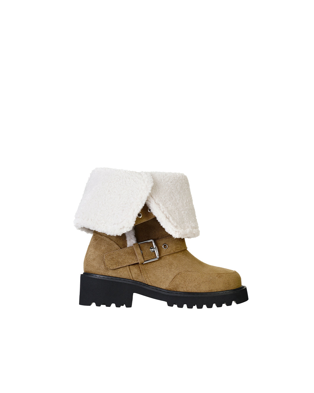 Hatched Shearling Boots / Camel