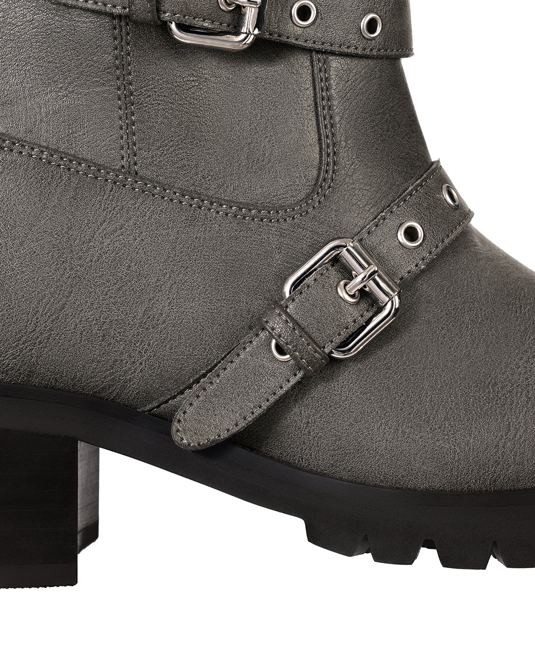 Buckle Tied Long Boots / Washed Gray