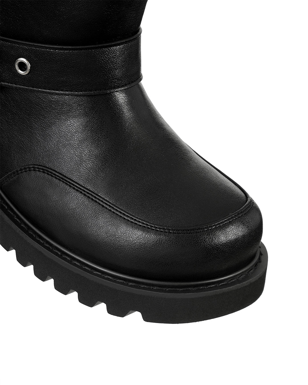 Hatched Shearling Boots / Black
