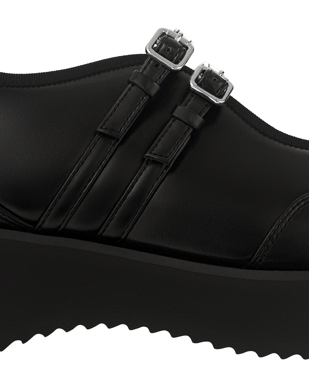 Hatched Platform Mary Jane / Black