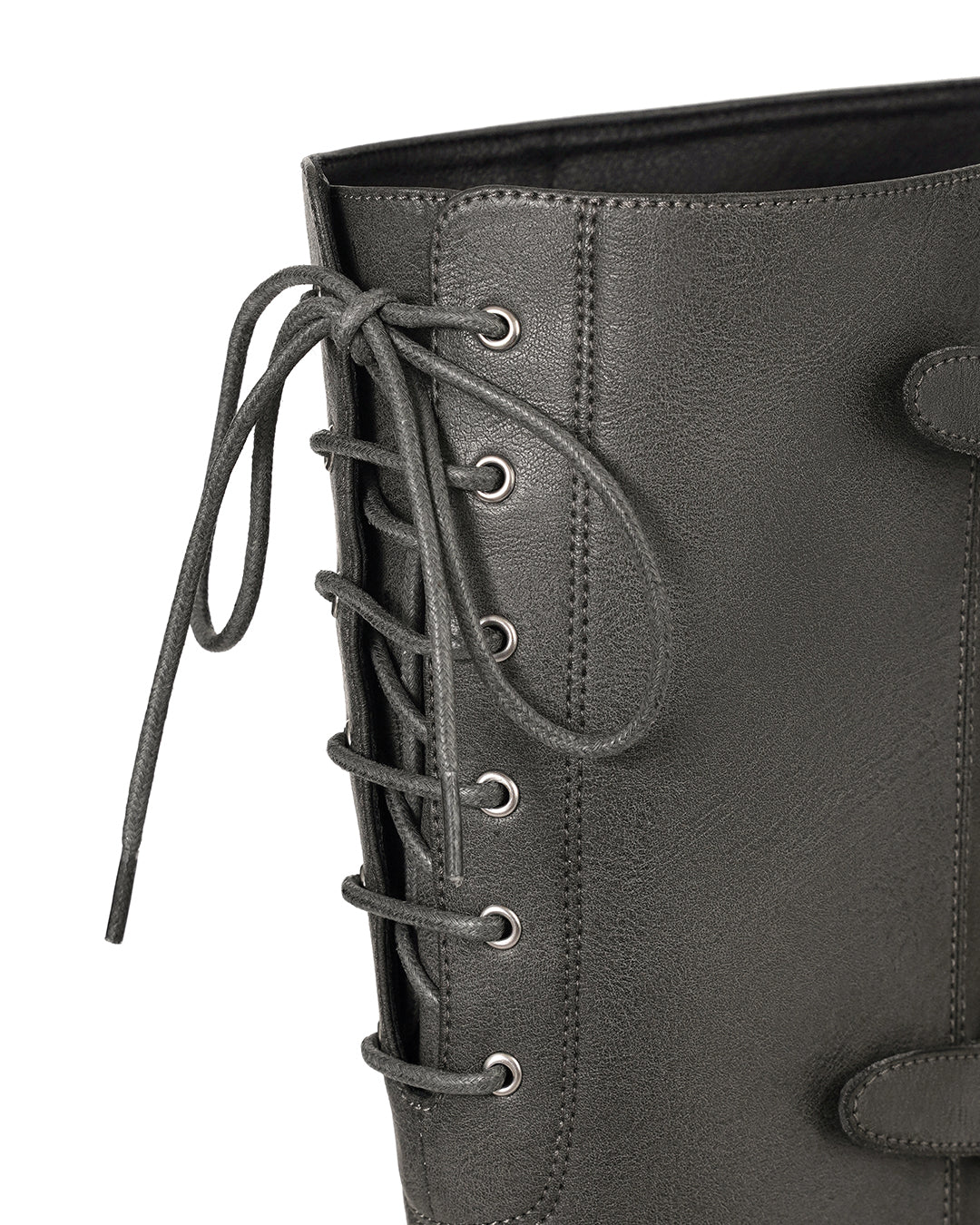 Buckle Tied Long Boots / Washed Gray