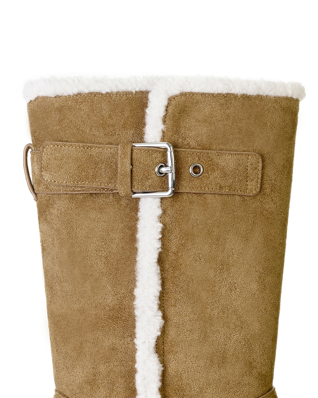 Hatched Shearling Boots / Camel