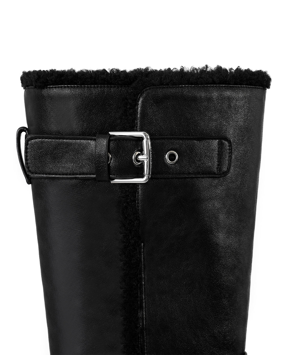 Hatched Shearling Boots / Black