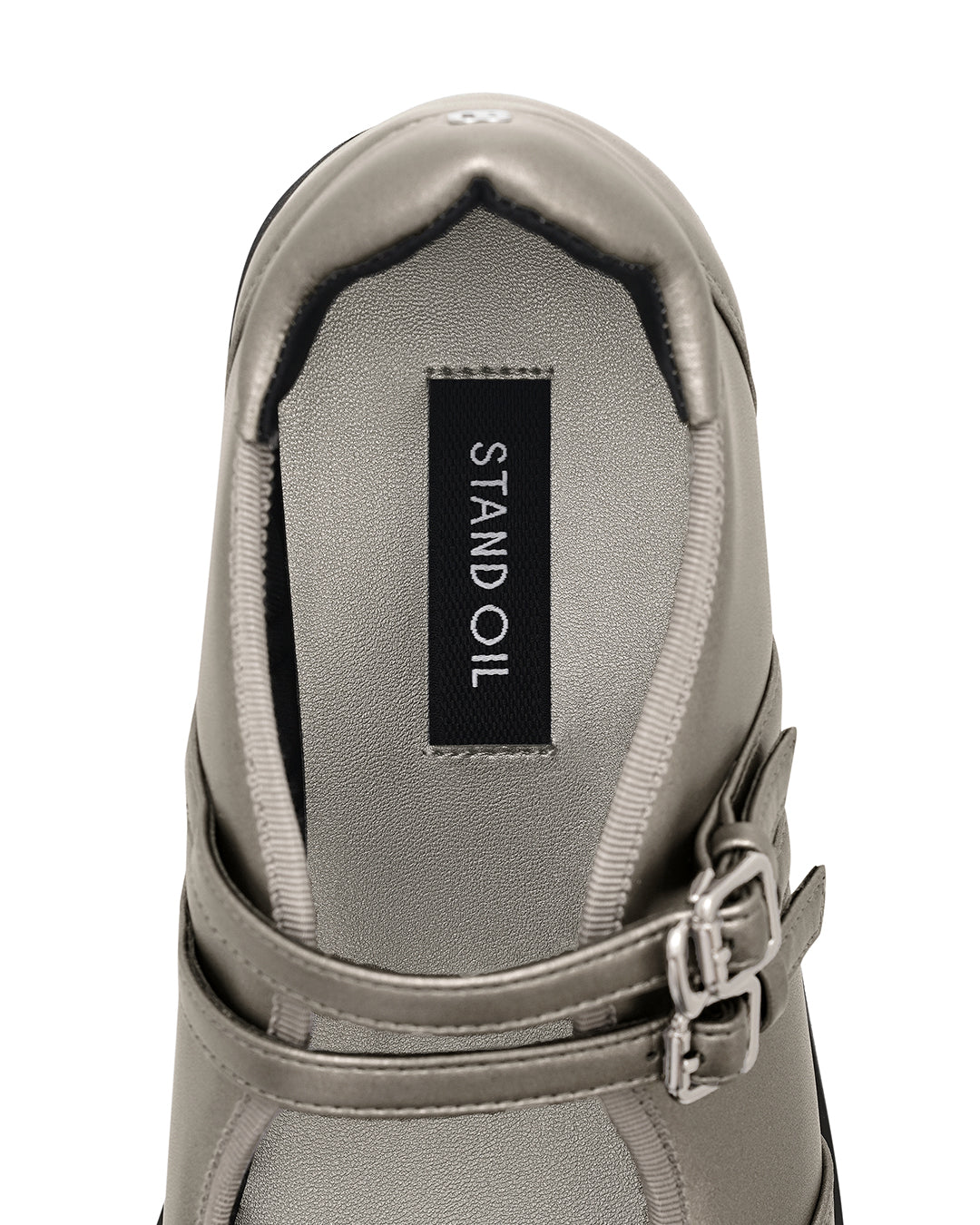 Hatched Platform Mary Jane / Metallic Gray