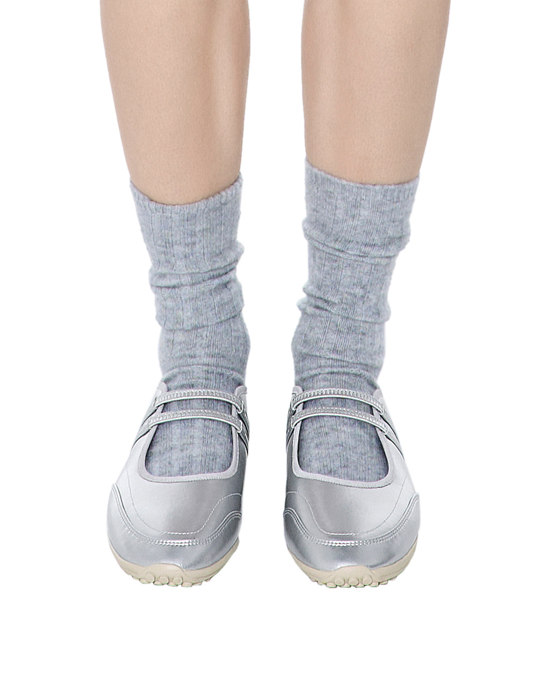 Strap Mary Jane Sneakers / Silver