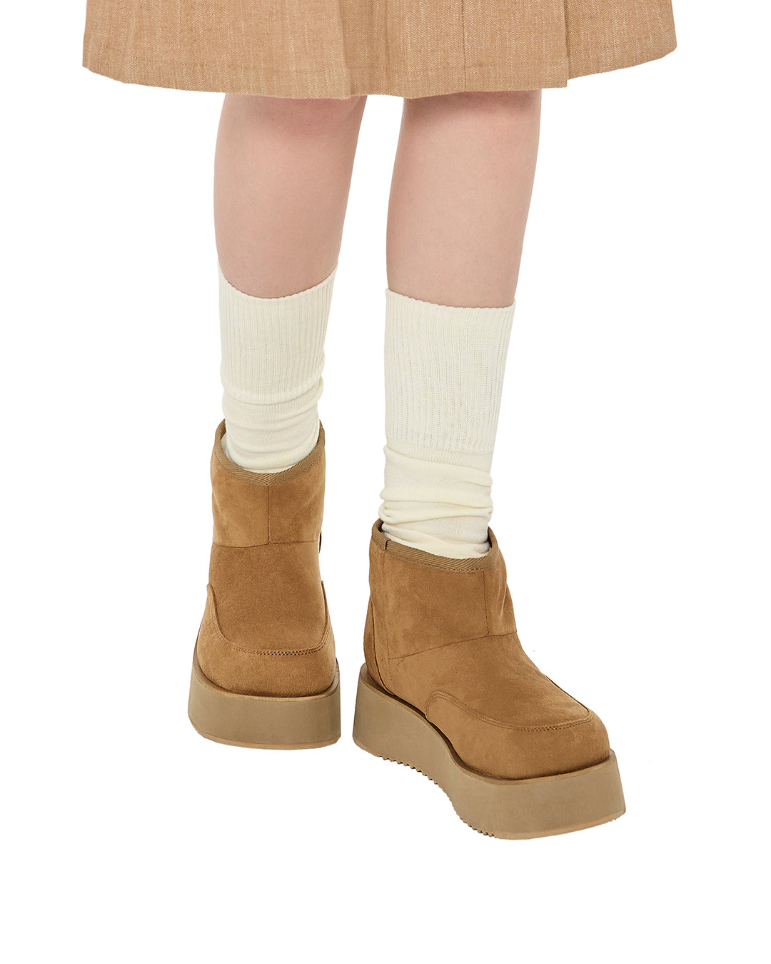 Hatched Winter Short Boots / Camel