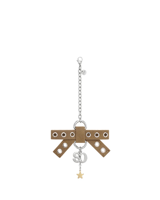 Bow Charm Keyring / Camel