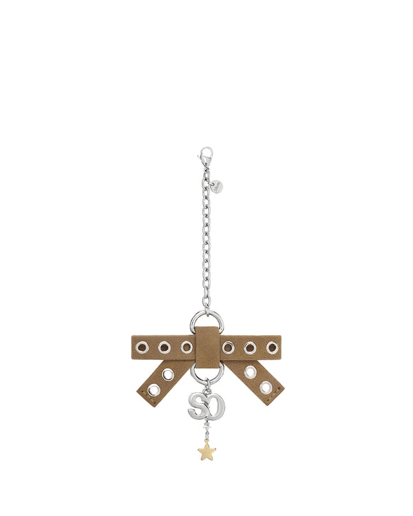 Bow Charm Keyring / Camel