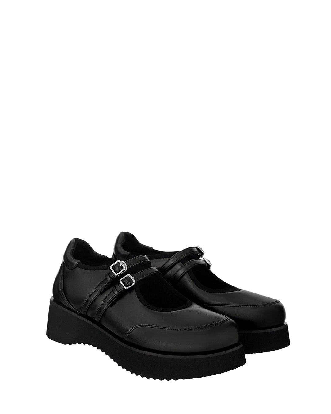 Hatched Platform Mary Jane / Black
