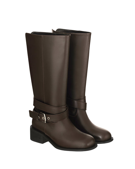 Belted Two Way Boots / Marron