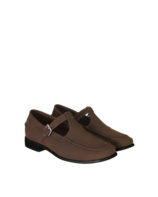 Jane T Strap Loafer / Marron