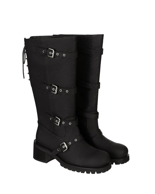 Buckle Tied Long Boots / Black
