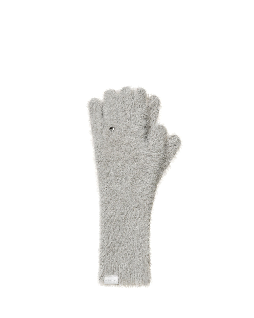 Heart Ring Knit Gloves / Hairy Gray
