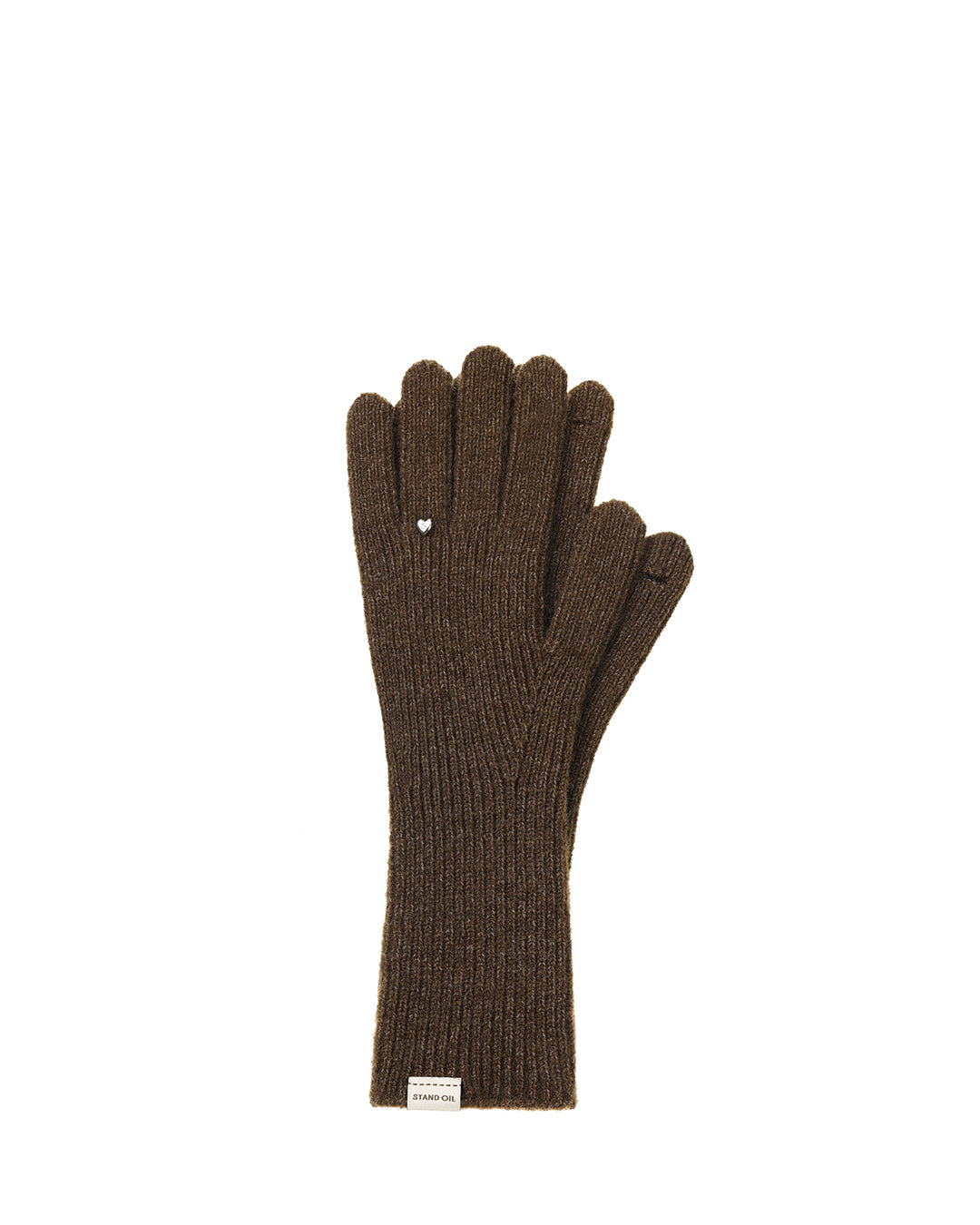 Heart Ring Knit Gloves / Brown