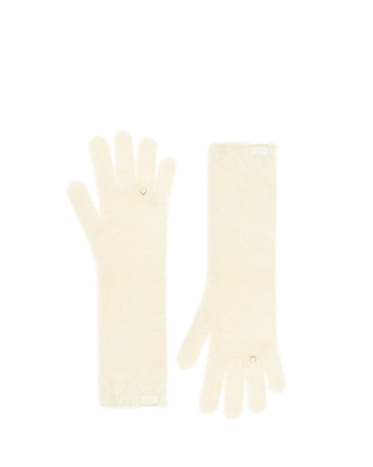 Heart Ring Knit Glove / Hairy Cream