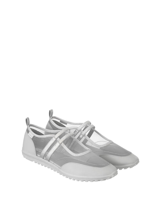 Strap Mary Jane Sneakers / Mesh Silver